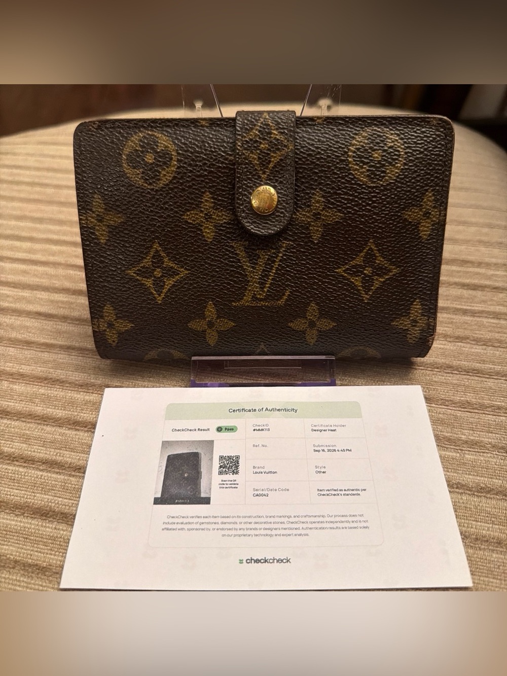 Louis Vuitton Monogram Canvas Kisslock Wallet in Brown and Gold